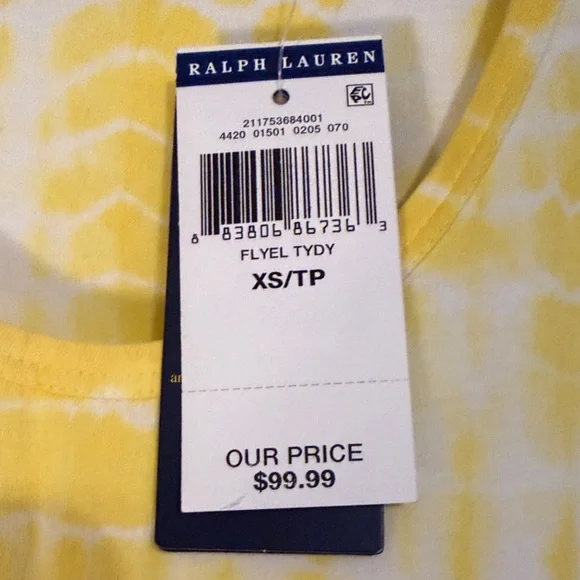 Polo by Ralph Lauren Yellow and White Tie-Dye Midi Dress - Picture 4 of 6